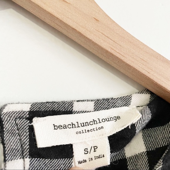 Beach Lunch Lounge Black & White Plaid Ruffle Sleeve Shift Dress - Picture 4 of 6